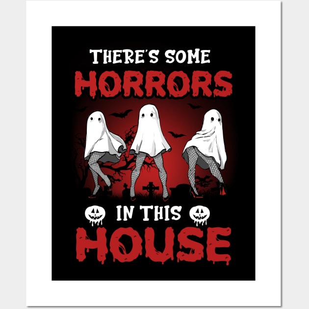 There's Some Horrors In This House Spooky Ghost Halloween Wall Art by Sky at night